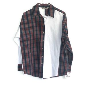 ZARA White Plaid Button Down Shirt